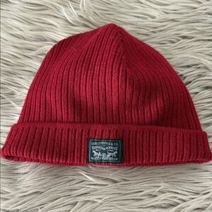 Levi's Deep Red Ribbed Beanie
